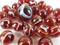 25 Glass Marbles ROOSTER Red/White Translucent/Transparent Shooter Swirl game